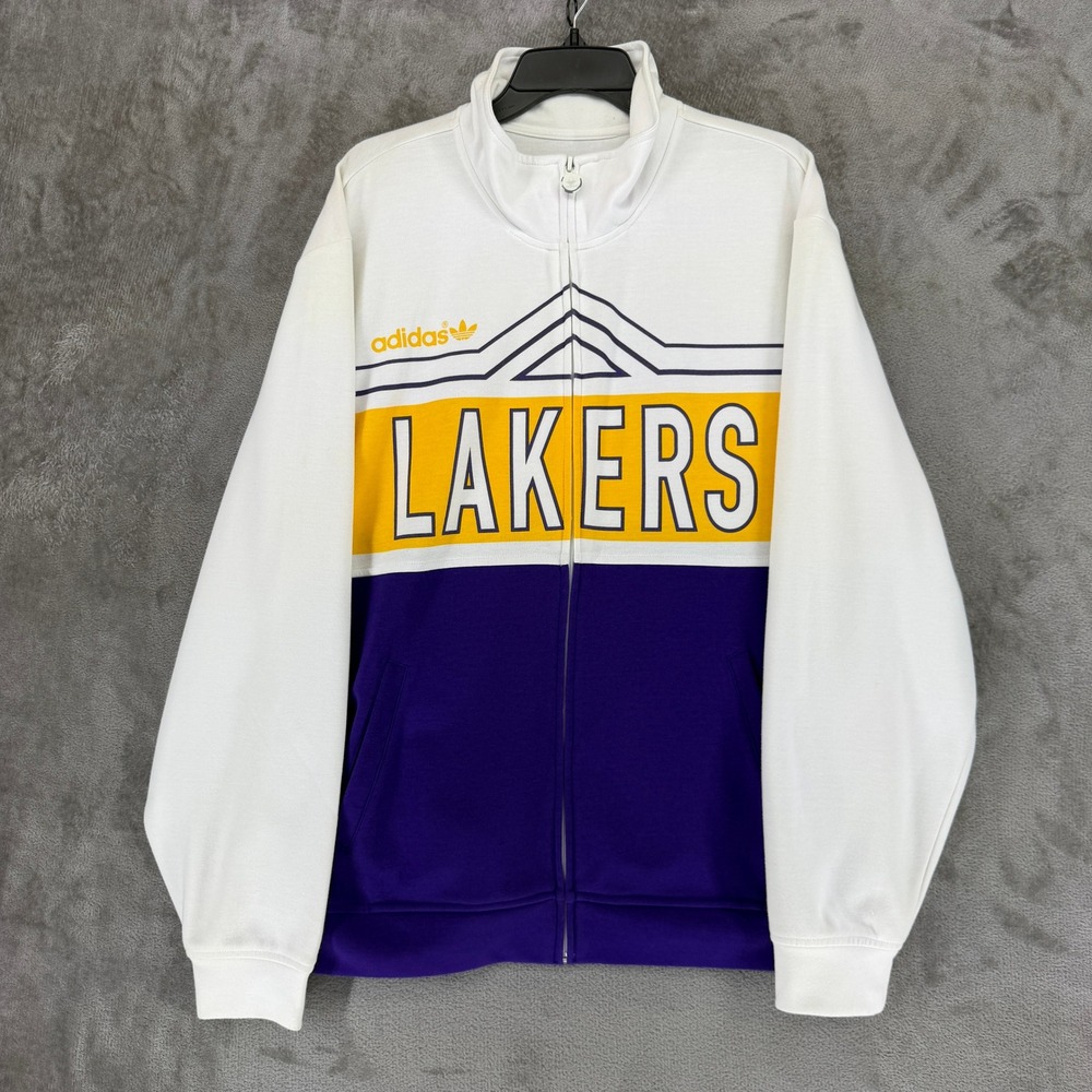 Adidas Originals Lakers Track Jacket Mens XL White Purple Yellow Zip 5795A